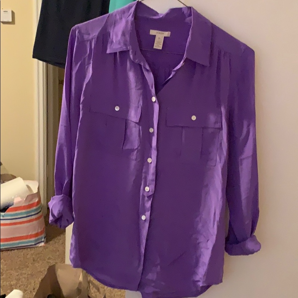 Purple J.Crew 100% silk blouse